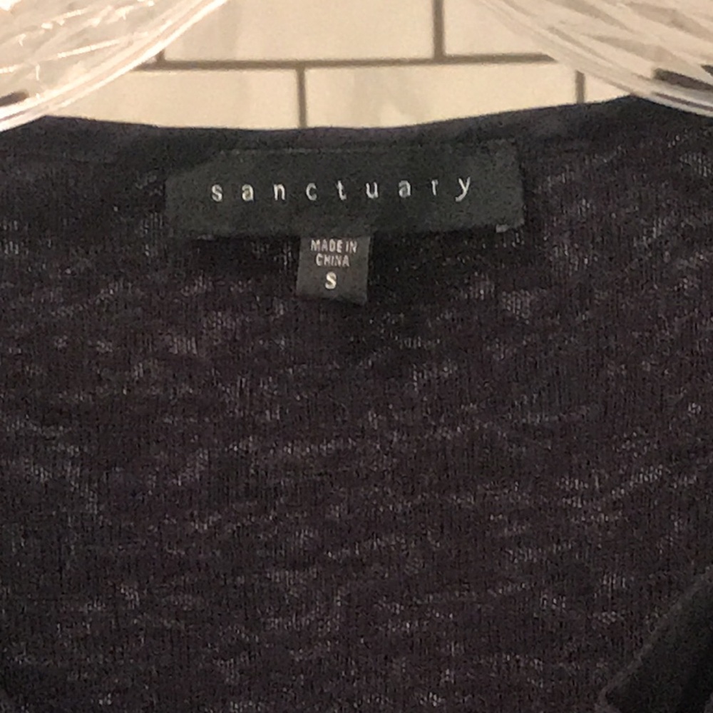 Sanctuary Black Top Womens Small Slightly Sheer Long Sleeve Deep V Neck - Picture 3 of 8